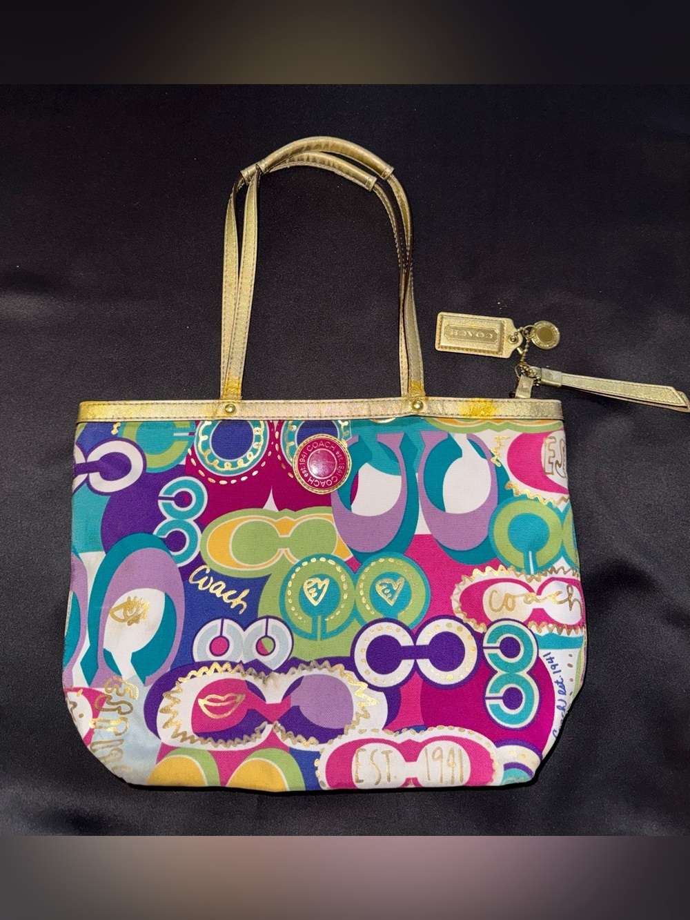Coach Poppy C Signature Print Tote